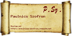 Paulnics Szofron névjegykártya